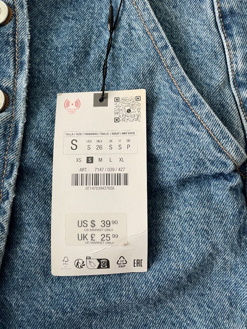ZARA Blue Denim Wrap Mini Skort - Size Small - Picture 7 of 7